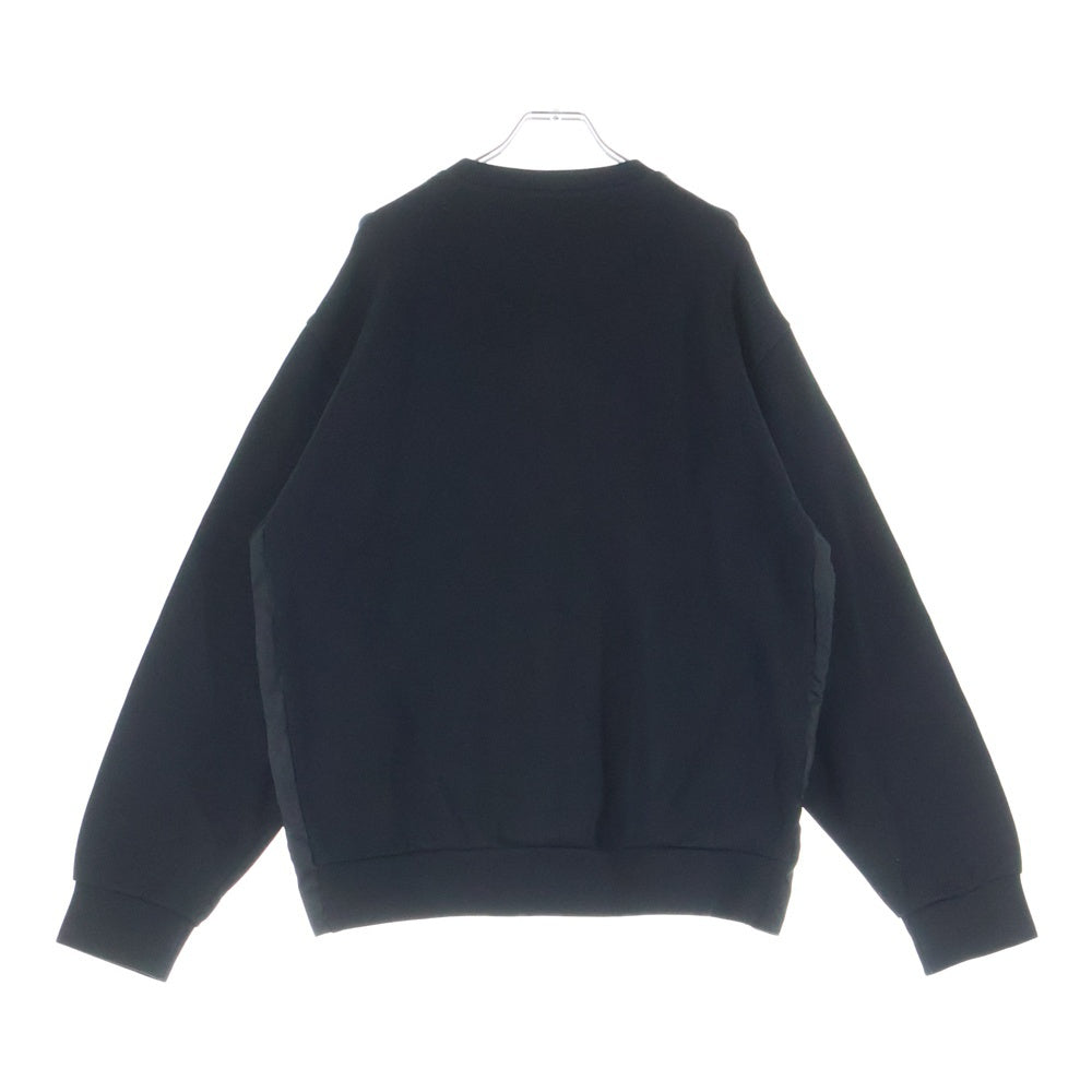 PRADA(プラダ) RE-NYLON リナイロン 切り替え トライアングルロゴプレート テクニカルコットン プルオーバースウェットトレーナー ブラック UJL30A