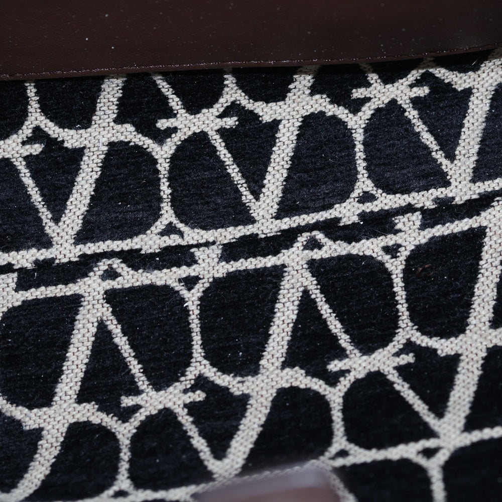 VALENTINO(ヴァレンティノ) トワル イコノグラフ Vロゴ シグネチャー ハンドバッグ トートバッグ ブラウン×ベージュ レザー×キャンバス B0M55WMC ゴールド金具 レディース