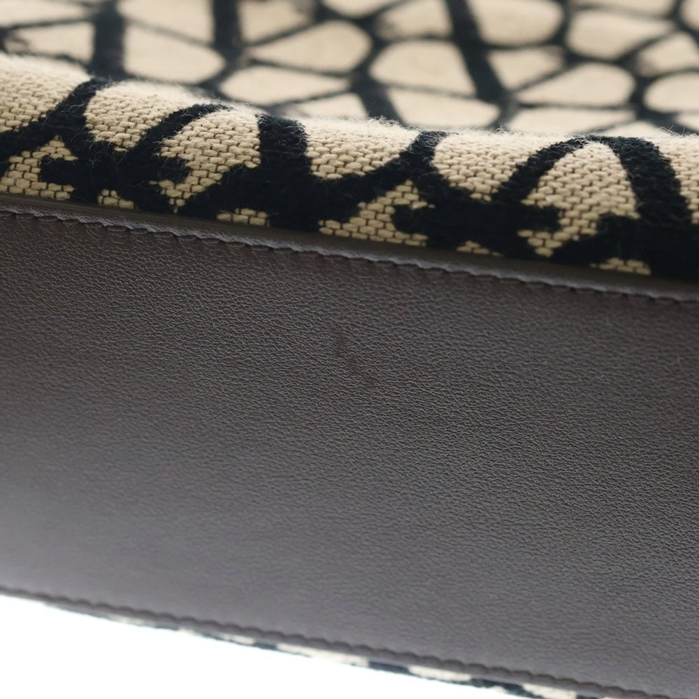 VALENTINO(ヴァレンティノ) トワル イコノグラフ Vロゴ シグネチャー ハンドバッグ トートバッグ ブラウン×ベージュ レザー×キャンバス B0M55WMC ゴールド金具 レディース