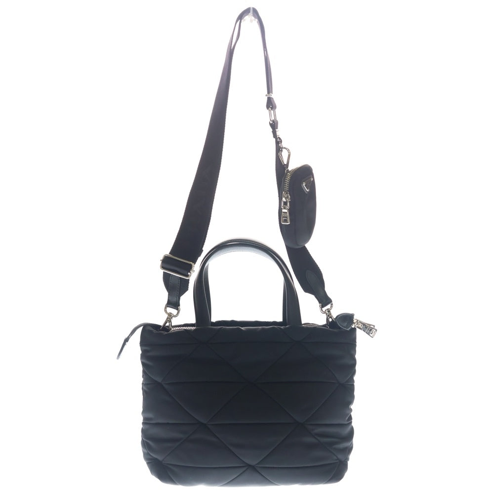 PRADA(プラダ) RE-NYLON リナイロン パデット トライアングルロゴプレート スモール 2WAY ハンド ショルダーバッグ シルバー金具 ブラック 1BG436