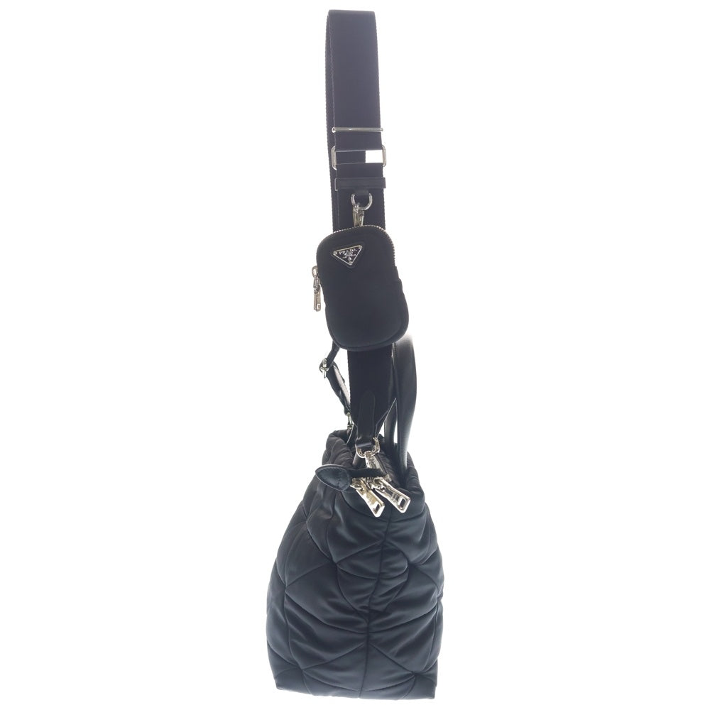 PRADA(プラダ) RE-NYLON リナイロン パデット トライアングルロゴプレート スモール 2WAY ハンド ショルダーバッグ シルバー金具 ブラック 1BG436