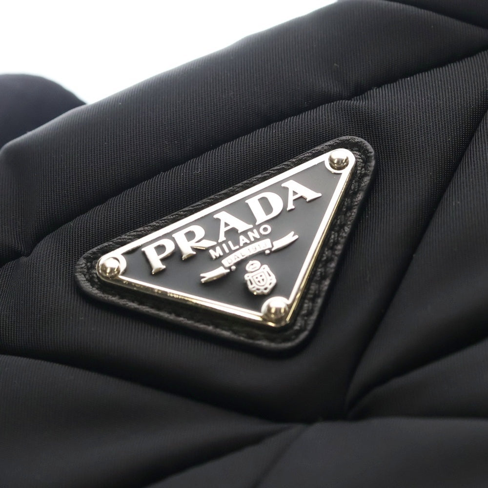 PRADA(プラダ) RE-NYLON リナイロン パデット トライアングルロゴプレート スモール 2WAY ハンド ショルダーバッグ シルバー金具 ブラック 1BG436