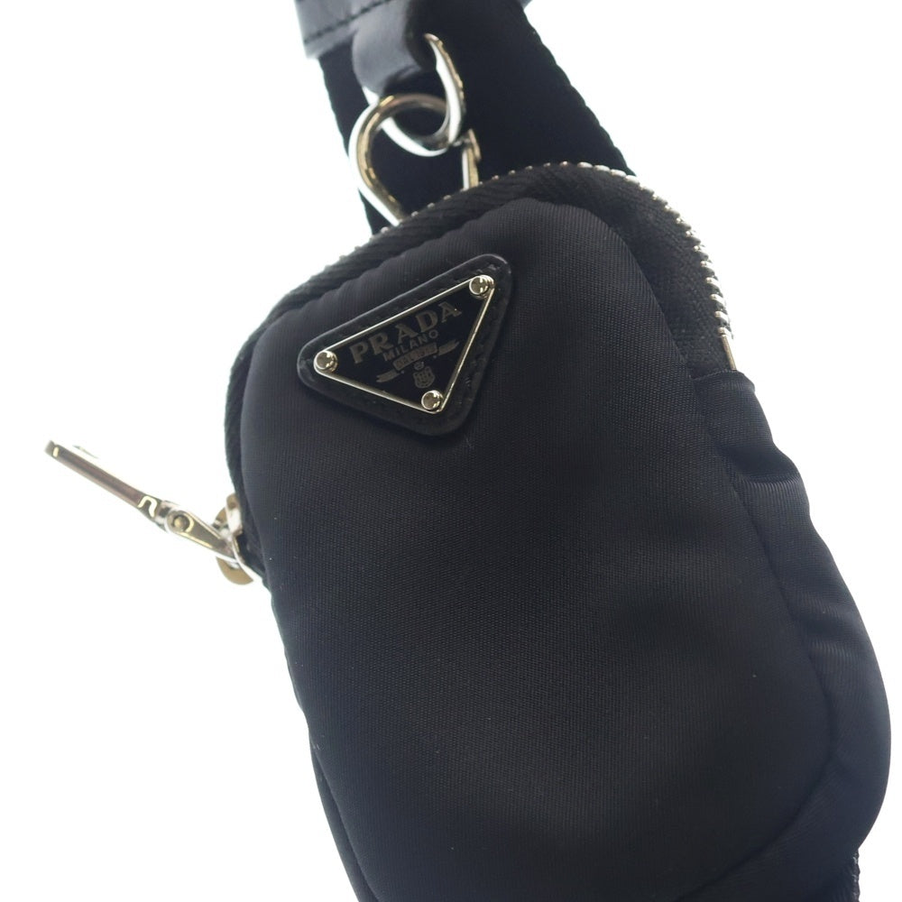 PRADA(プラダ) RE-NYLON リナイロン パデット トライアングルロゴプレート スモール 2WAY ハンド ショルダーバッグ シルバー金具 ブラック 1BG436