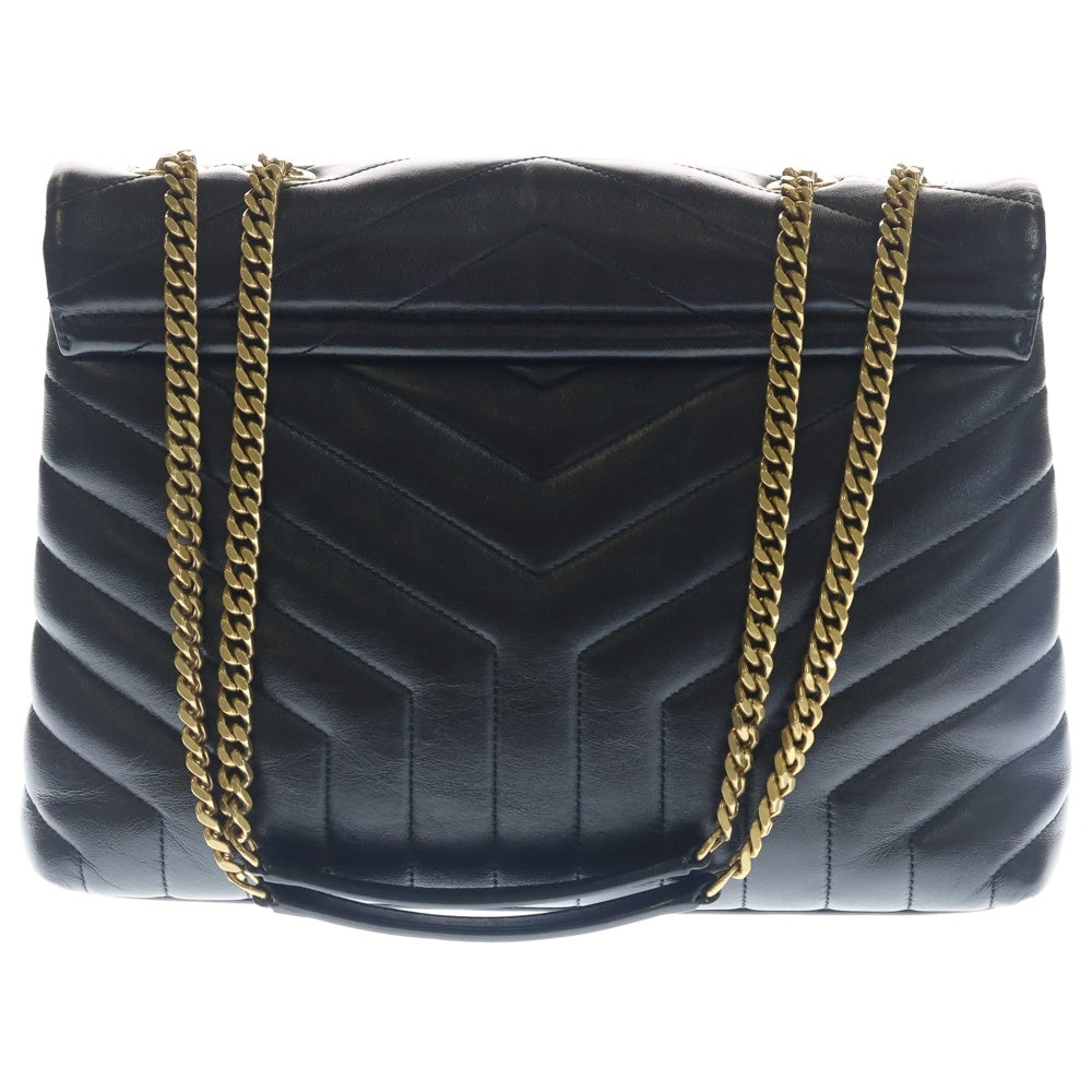 SAINT LAURENT PARIS(サンローランパリ) ルル ラージ レザー チェーンショルダーバッグ ゴールド金具 ブラック レディース