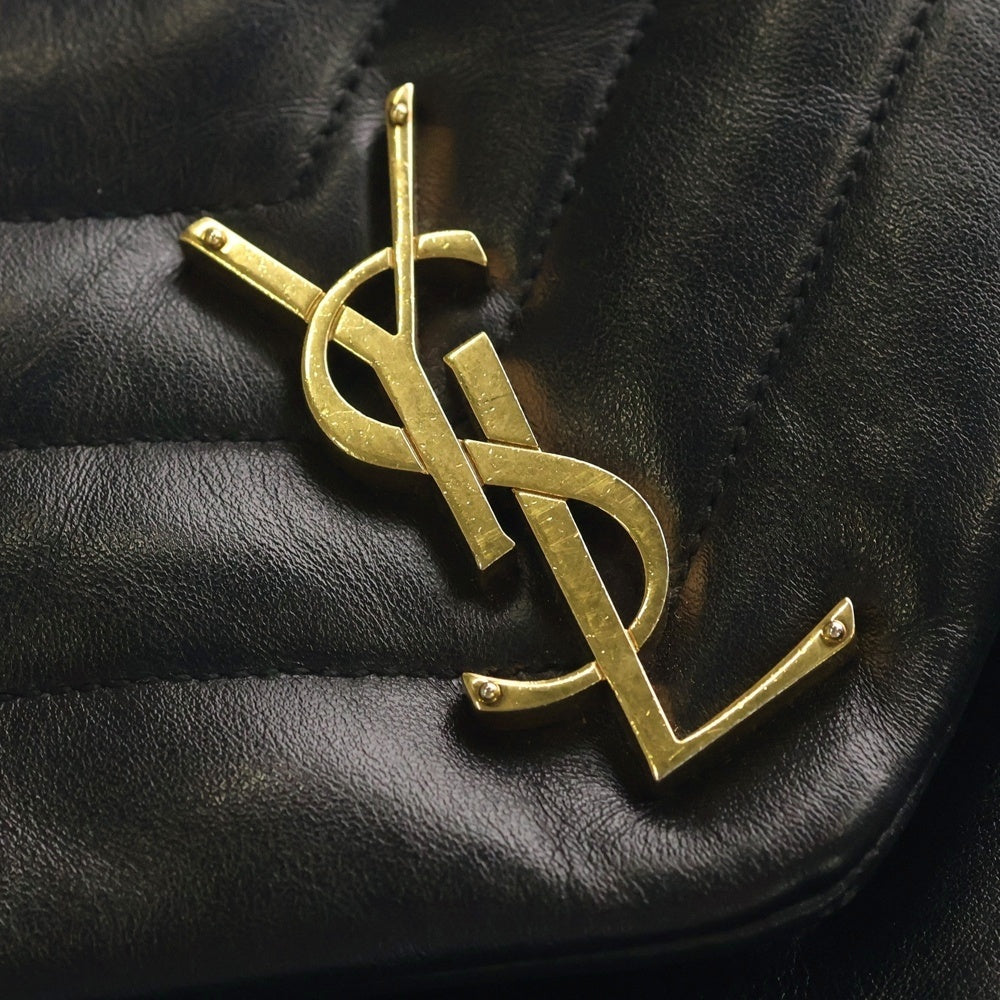 SAINT LAURENT PARIS(サンローランパリ) ルル ラージ レザー チェーンショルダーバッグ ゴールド金具 ブラック レディース
