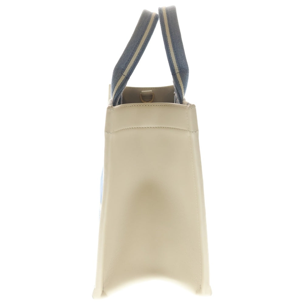 DIOR(ディオール) ブックトート スモール オブリーク キャンバス レザー 2WAY ハンド ショルダー トートバッグ ゴールド金具 インディゴ/アイボリー レディース