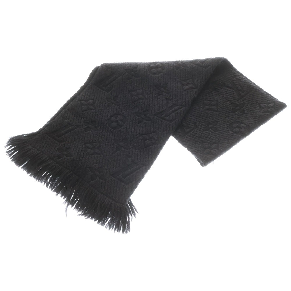 LOUIS VUITTON(ルイヴィトン) モノグラム エシャルプ ロゴマニア フリンジマフラー ブラック ウール M72431 レディース