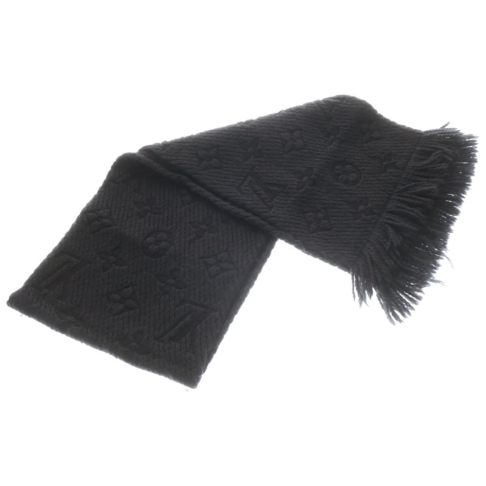 LOUIS VUITTON(ルイヴィトン) モノグラム エシャルプ ロゴマニア フリンジマフラー ブラック ウール M72431 レディース
