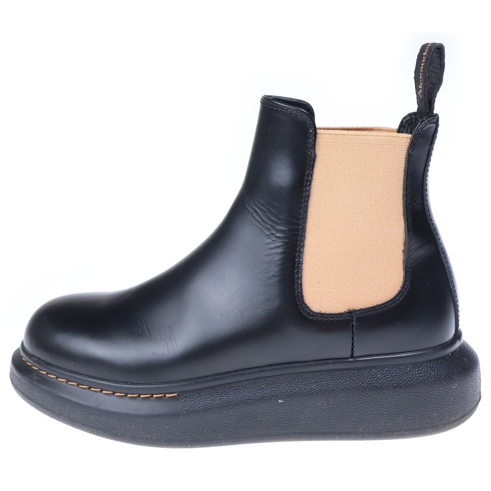 Alexander McQueen(アレキサンダーマックイーン) レザー サイドゴア ショートブーツ ブラック レディース