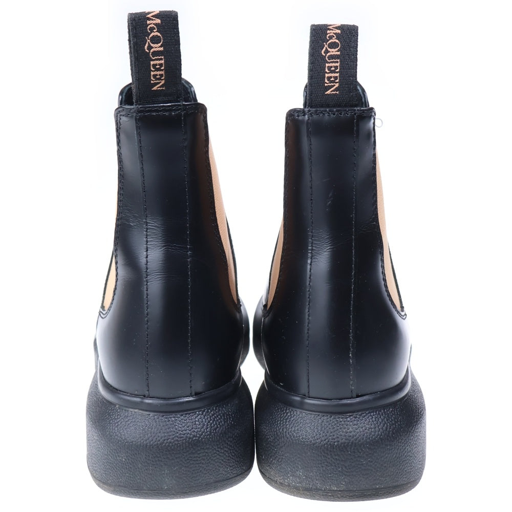 Alexander McQueen(アレキサンダーマックイーン) レザー サイドゴア ショートブーツ ブラック レディース