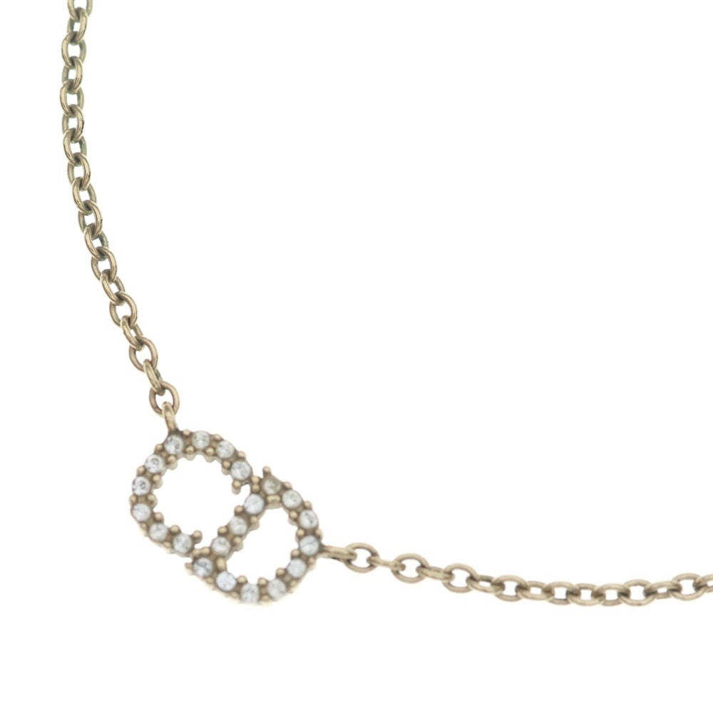 Christian Dior(クリスチャンディオール) CDロゴ ネックレス ペンダント チェーン ゴールド ラインストーン GP レディース