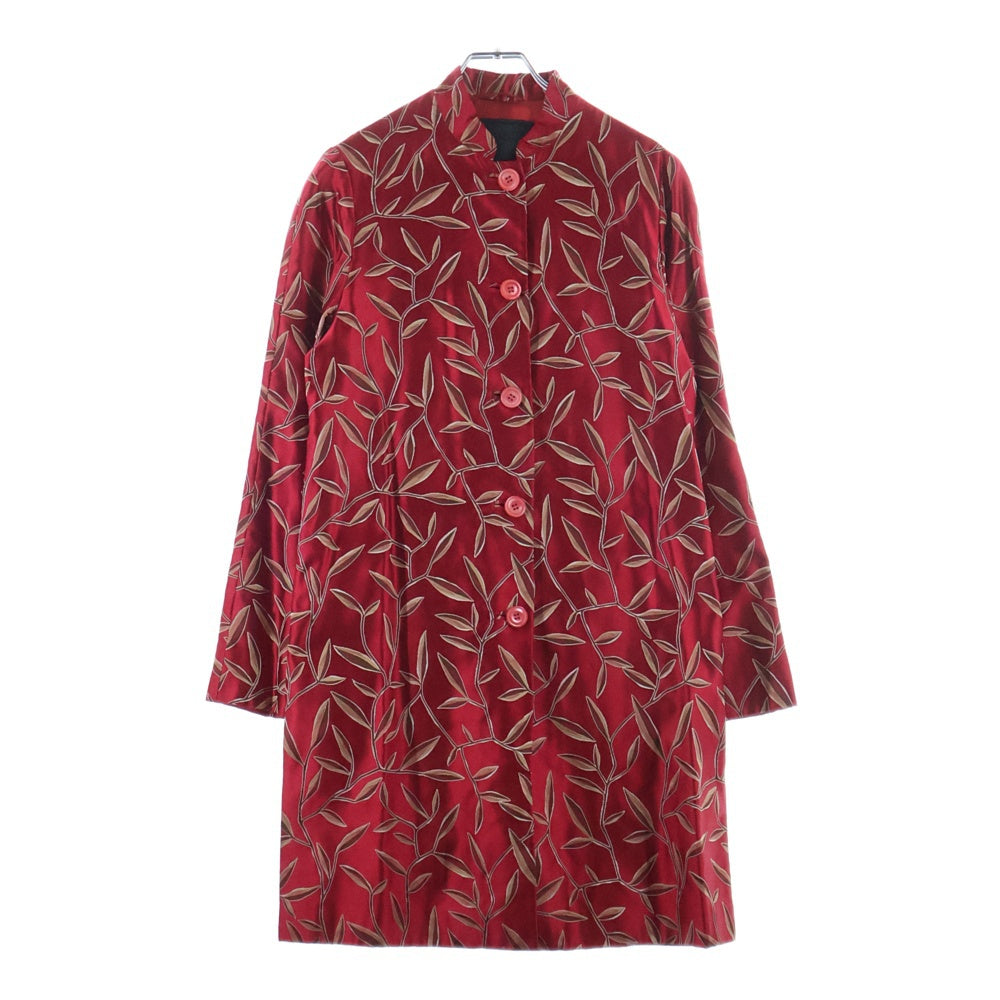 PRADA(プラダ) リーフ シルクワンピース 総柄 レッド レディース