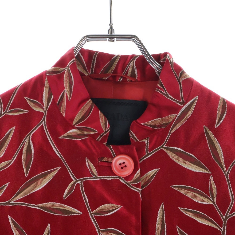 PRADA(プラダ) リーフ シルクワンピース 総柄 レッド レディース