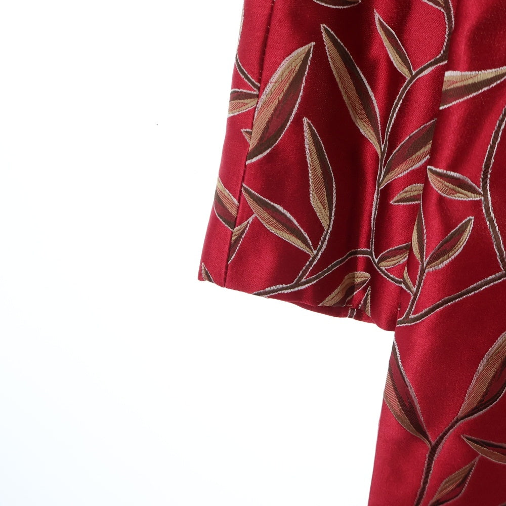 PRADA(プラダ) リーフ シルクワンピース 総柄 レッド レディース