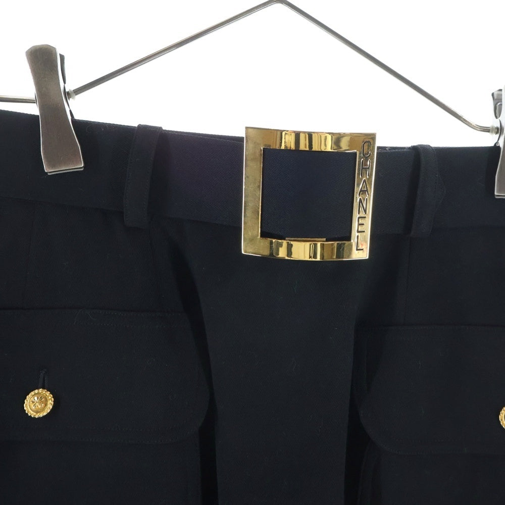 CHANEL(シャネル) ココボタン バックルスカート ネイビー レディース