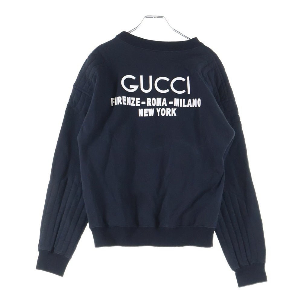 GUCCI(グッチ) バックロゴプリント クルーネックスウェットトレーナー ブラック