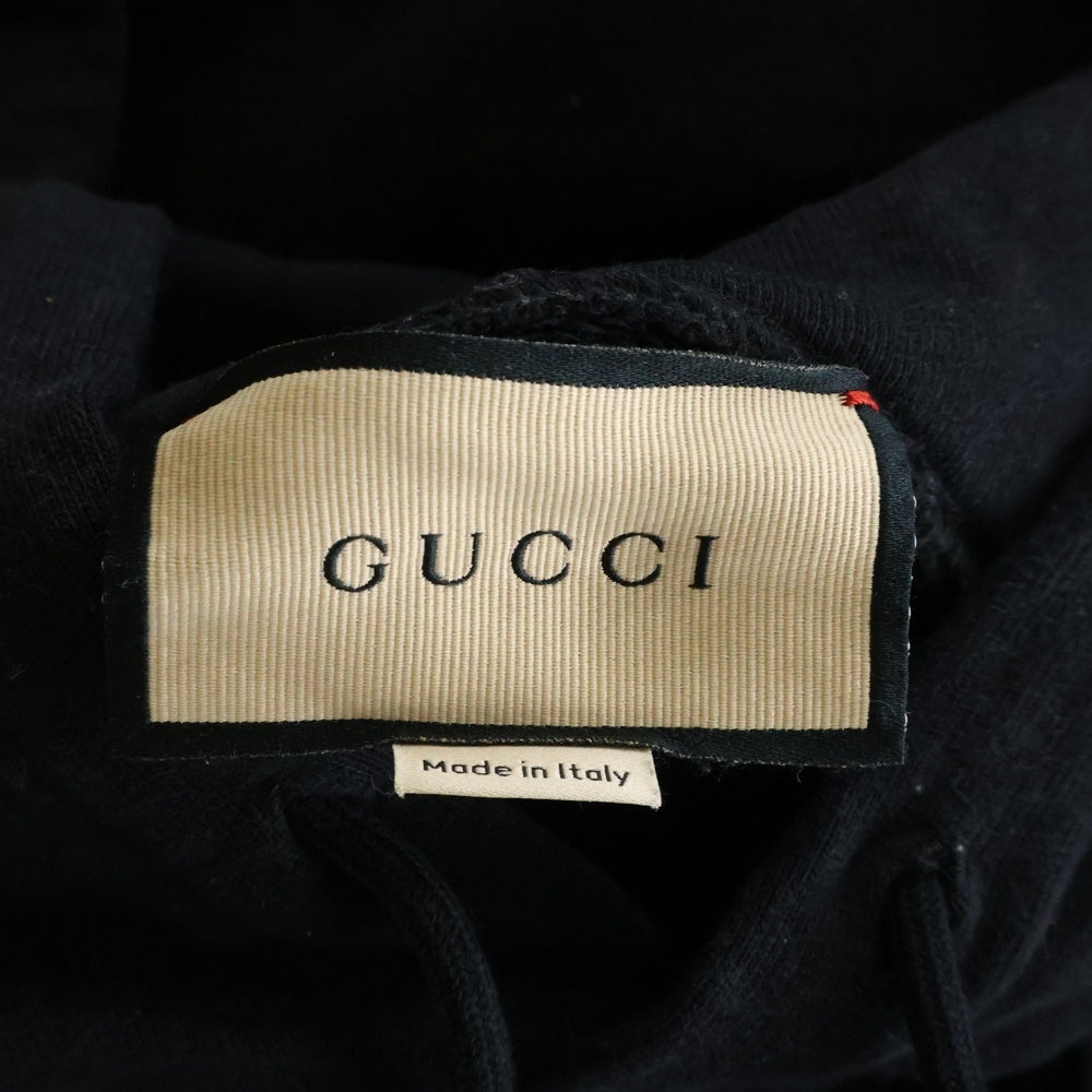GUCCI(グッチ) ロゴプリント プルオーバースウェットパーカー フーディー ブラック 761595 XJFY3
