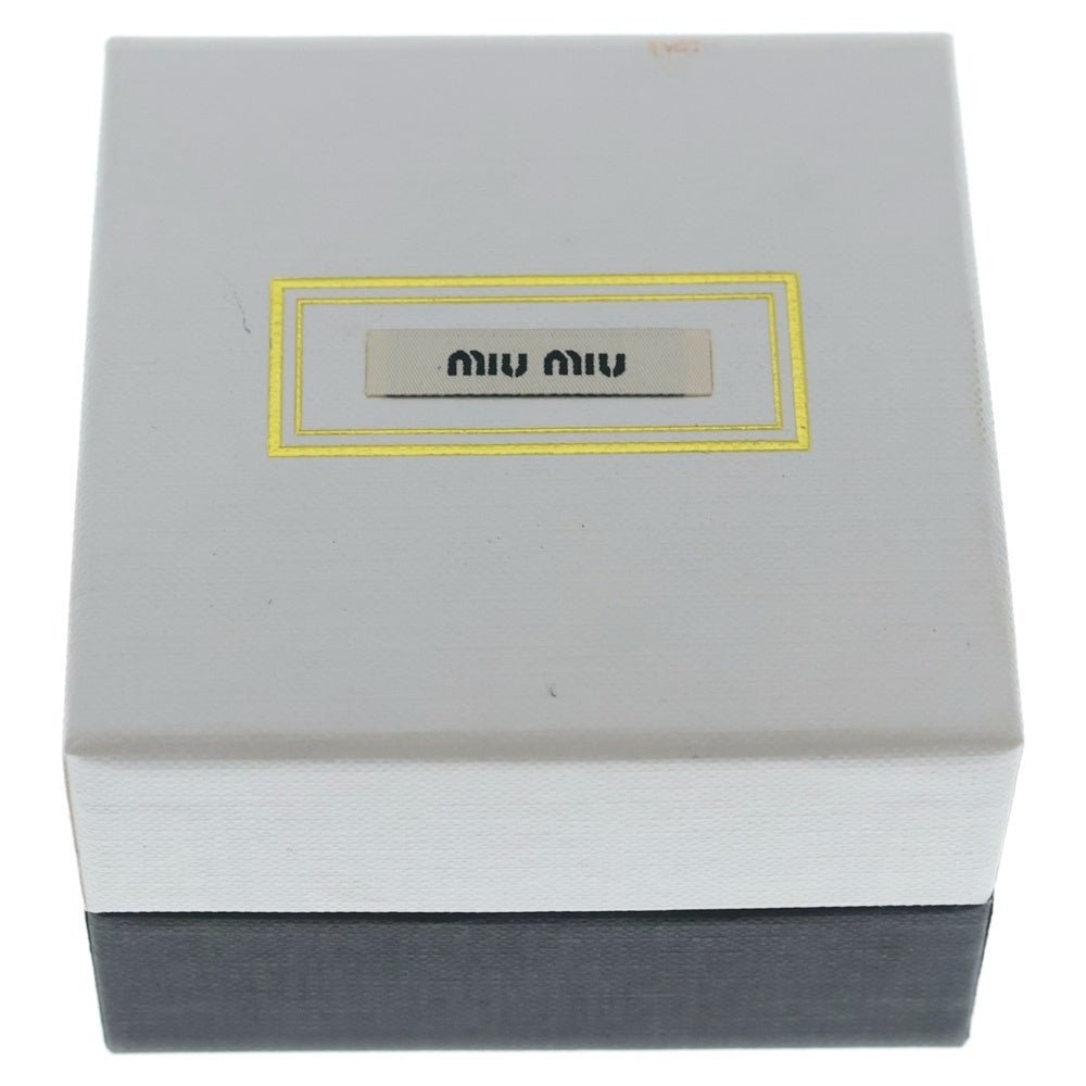 miumiu(ミュウミュウ) フェイクパール Mロゴ クリスタル ビジュー イヤリング ホワイト/シルバー