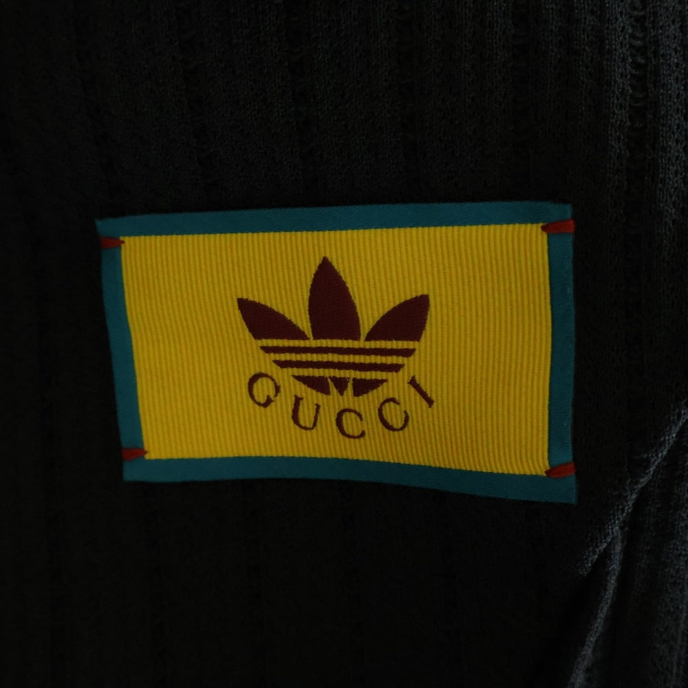 GUCCI(グッチ) ×adidas アディダス トレフォイル ロゴ刺繍 サイドライン テーラードジャケット ブラック 721088ZAKQM