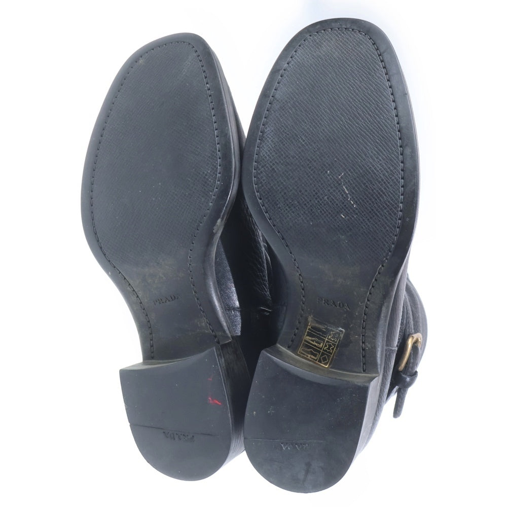 PRADA(プラダ) ロゴ ロングブーツ ブラック レザー 1W687C レディース