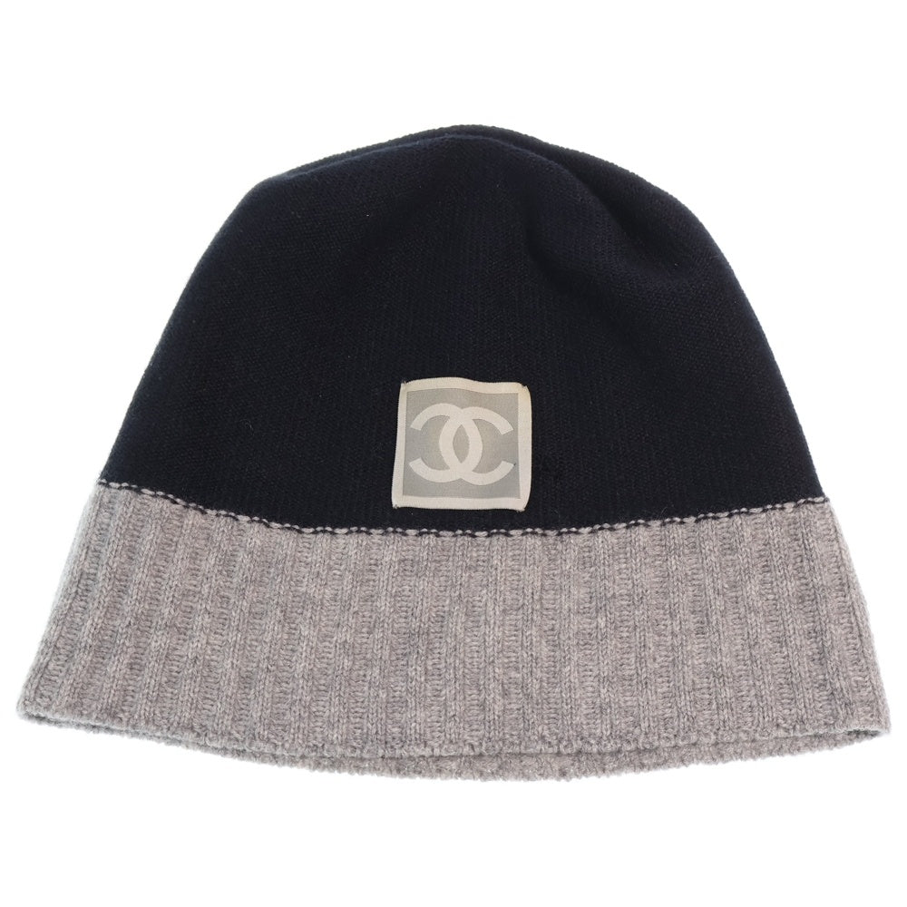 CHANEL(シャネル) ココマーク ニット帽 ビーニー グレー 黒 ニット