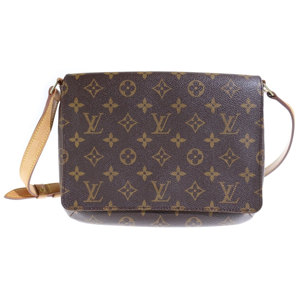 LOUIS VUITTON(ルイヴィトン) モノグラム ミュゼットタンゴ ワンショルダーバッグ ブラウン レザー×PVC M51257 ゴールド金具 レディース