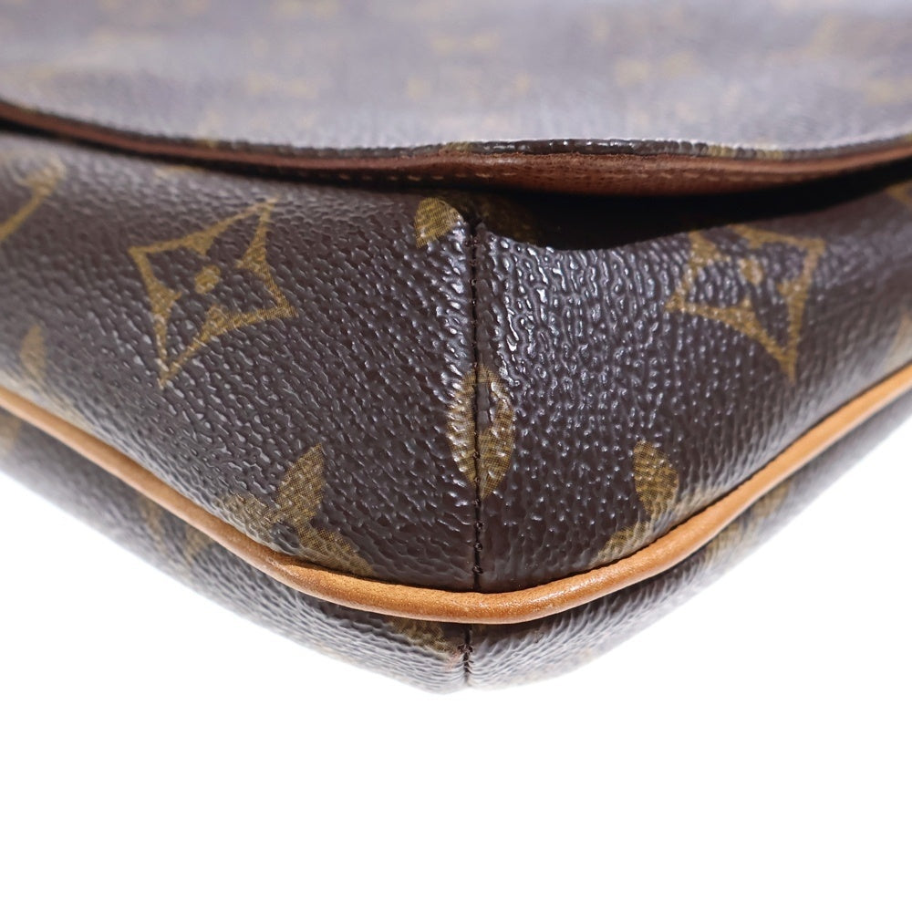 LOUIS VUITTON(ルイヴィトン) モノグラム ミュゼットタンゴ ワンショルダーバッグ ブラウン レザー×PVC M51257 ゴールド金具 レディース