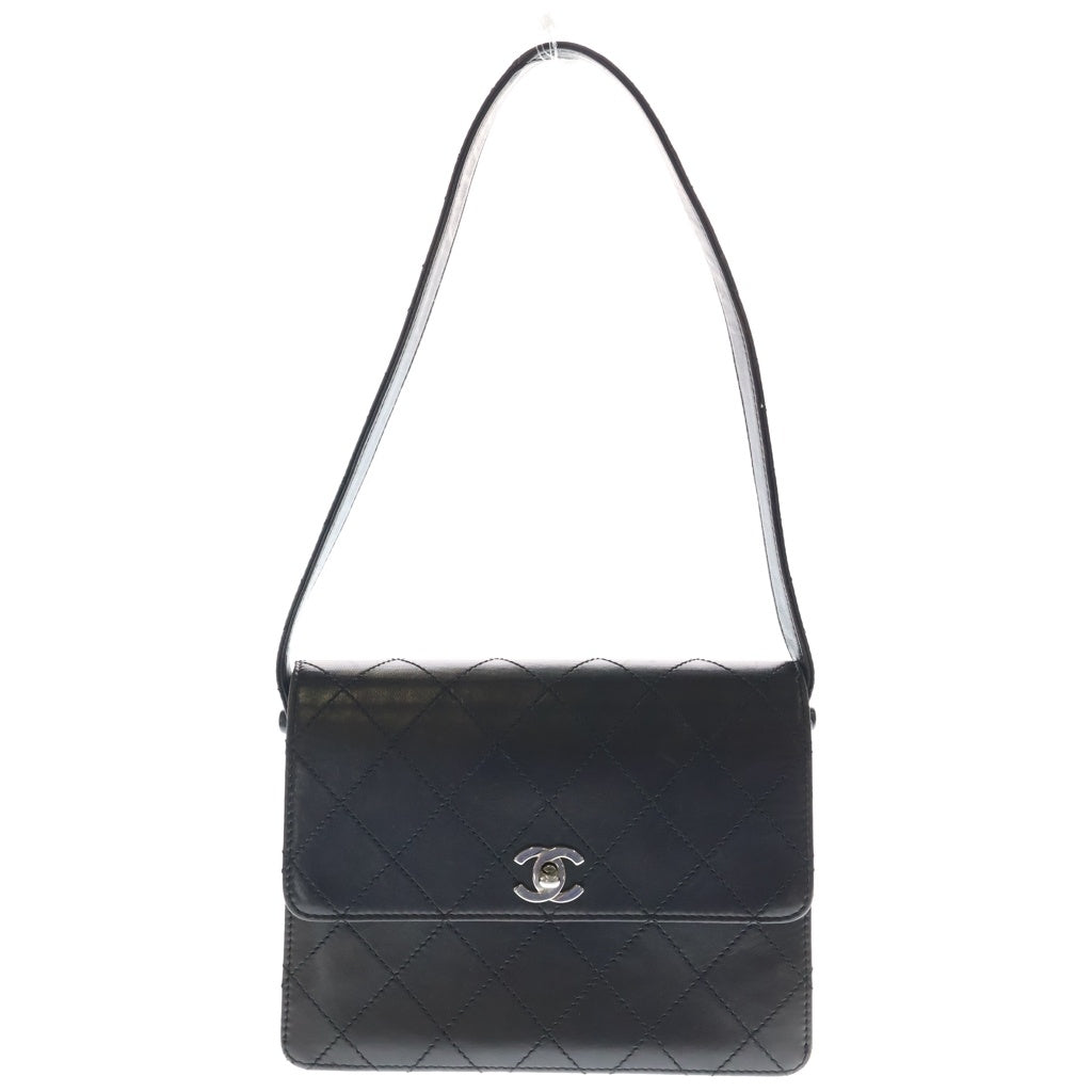 CHANEL(シャネル) マトラッセ ターンロック ワンショルダーバッグ 黒 ラムスキン レディース
