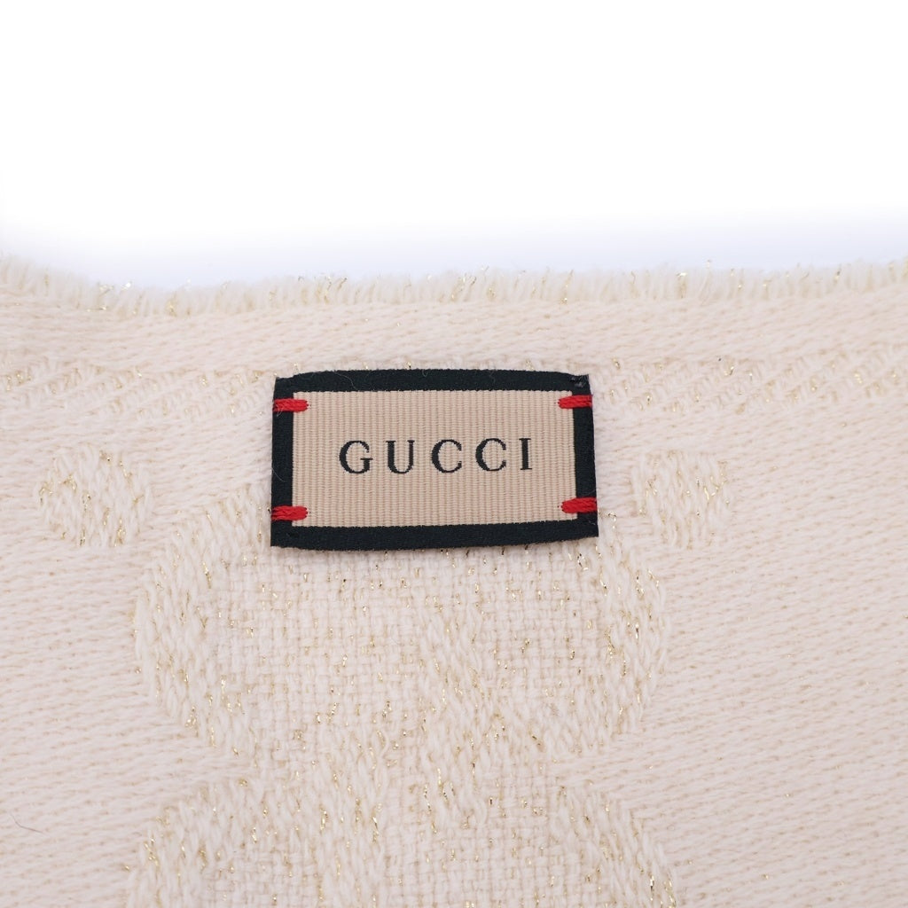 GUCCI(グッチ) GG ラメジャガード ウール フリンジマフラー アイボリー レディース