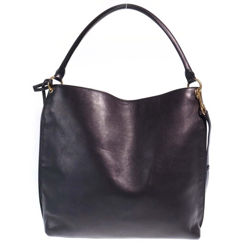 SAINT LAURENT PARIS(サンローランパリ) ホーボーバッグ 2WAYバッグ ショルダーバッグ ハンドバッグ ブラック レザー 635266 ゴールド金具 レディース