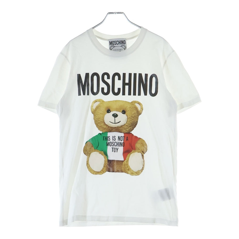 MOSCHINO(モスキーノ) 21SS テディベアプリント クルーネック 半袖 Tシャツ カットソー ホワイト 211ZPV07202040 レディース