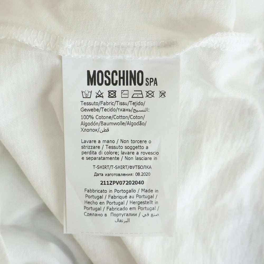 MOSCHINO(モスキーノ) 21SS テディベアプリント クルーネック 半袖 Tシャツ カットソー ホワイト 211ZPV07202040 レディース