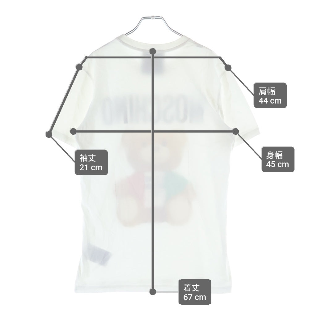MOSCHINO(モスキーノ) 21SS テディベアプリント クルーネック 半袖 Tシャツ カットソー ホワイト 211ZPV07202040 レディース