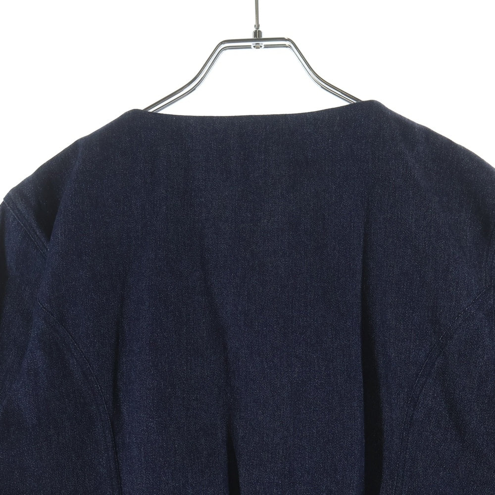 CHANEL(シャネル) 00C クルーズコレクション IDENTFICATION ラメデニム ノーカラー ジップアップ ジャケット インディゴ レディース P14592V08345