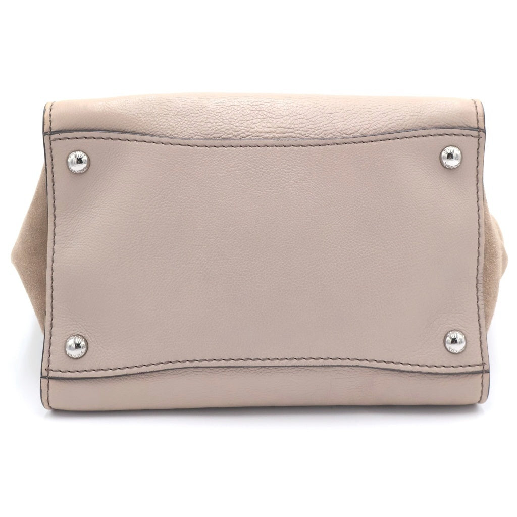 PRADA(プラダ) トライアングルロゴ トートバッグ ショルダーバッグ ベージュ レザー×スエード BN2619 シルバー金具 レディース