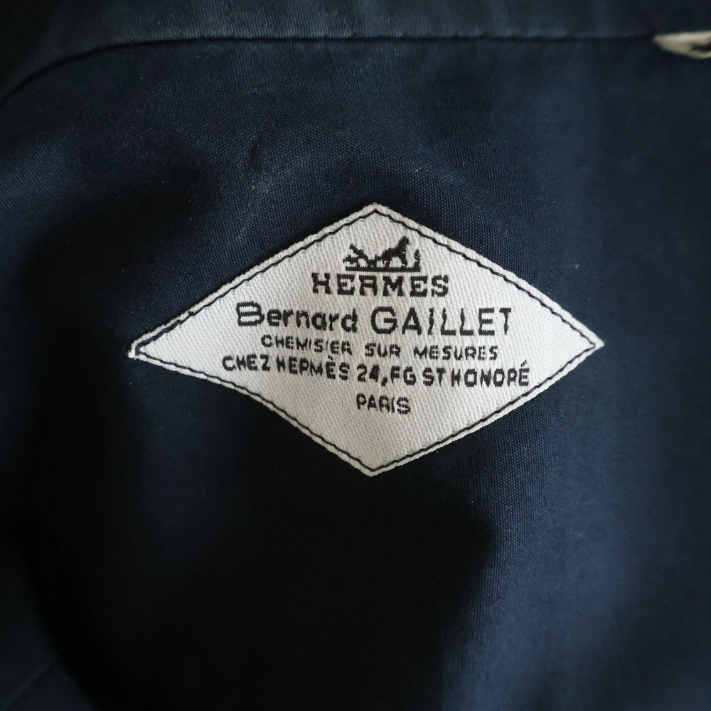 HERMES(エルメス) スタンドカラー ハーフジップ セリエボタン 長袖シャツ ネイビー
