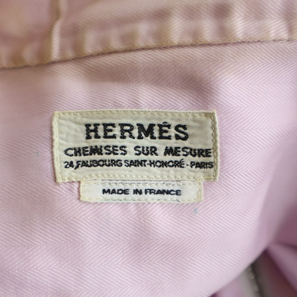 HERMES(エルメス) ハーフジップシャツ ヘリンボーン ピンク コットン