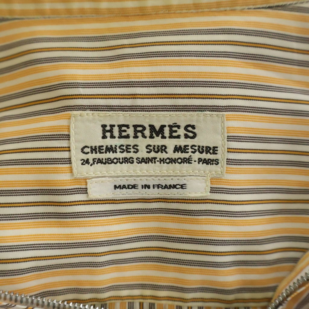 HERMES(エルメス) ハーフジップシャツ ボーダー オレンジ マルチカラー コットン