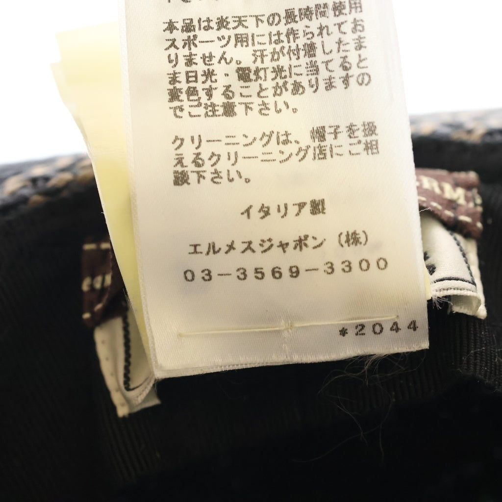 HERMES(エルメス) トラビスハット 麦わら帽子 ベージュ×ブラック ラフィア