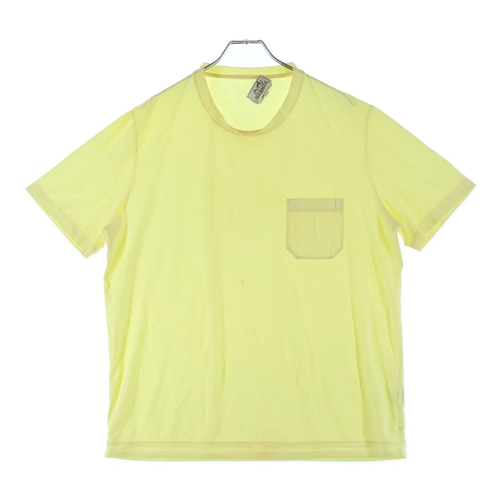 HERMES(エルメス) ステッチデザイン クルーネック 半袖Tシャツ カットソー イエロー