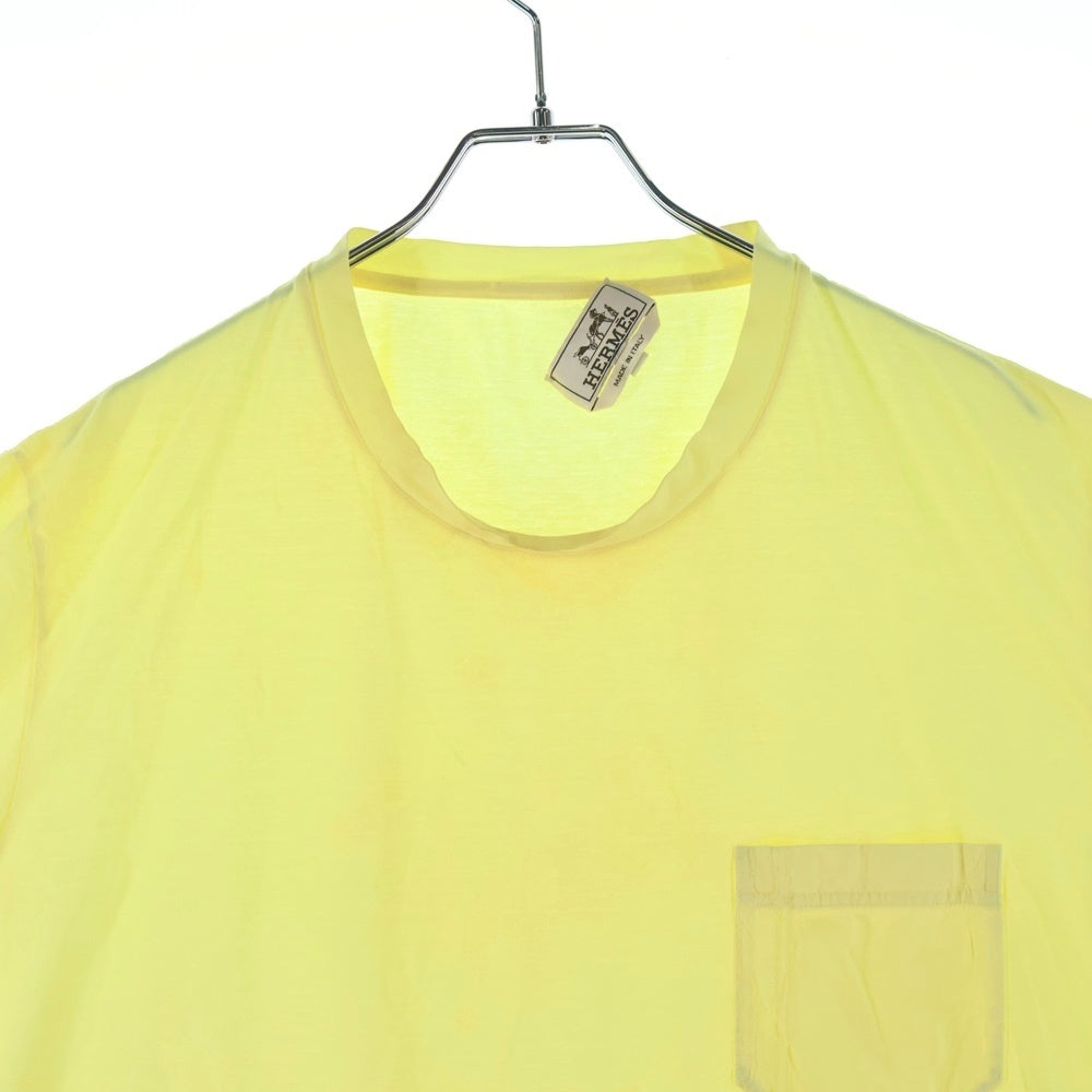 HERMES(エルメス) ステッチデザイン クルーネック 半袖Tシャツ カットソー イエロー