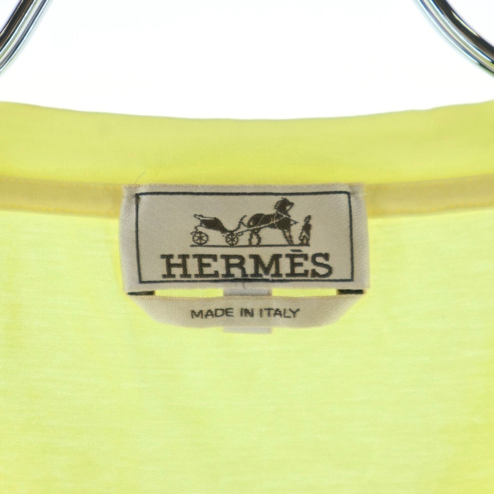 HERMES(エルメス) ステッチデザイン クルーネック 半袖Tシャツ カットソー イエロー