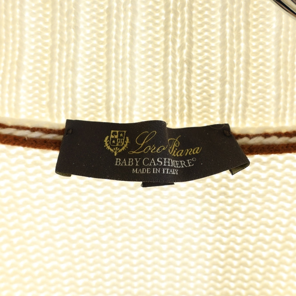 Loro Piana(ロロピアーナ) カシミヤ ケーブル タートルネック 長袖ニット セーター ホワイト
