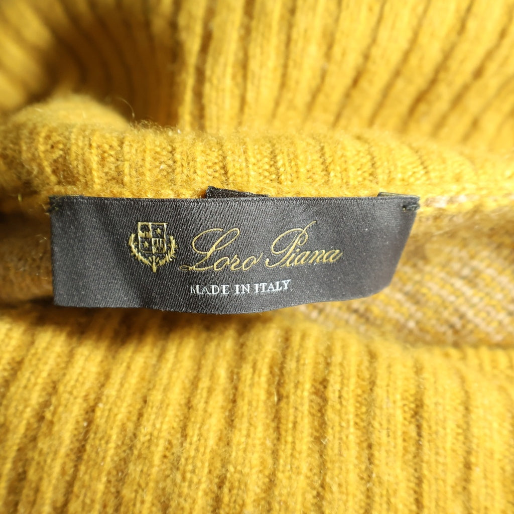 Loro Piana(ロロピアーナ) タートルネックセーター ノルディック柄 マスタード イエロー カシミヤ×シルク