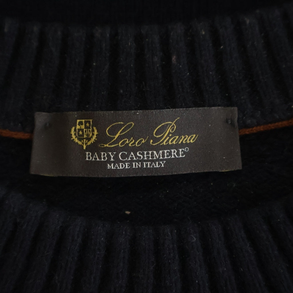 Loro Piana(ロロピアーナ) ラグランスリーブ バイカラーセーター ネイビー カシミヤ