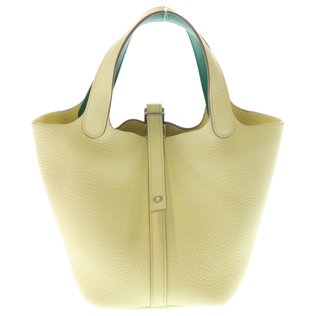 HERMES(エルメス) ピコタンロック PM エクラ ジョーヌミルトン×ミント トリヨンクレマンス シルバー金具 ハンドバッグ W刻印 レディース