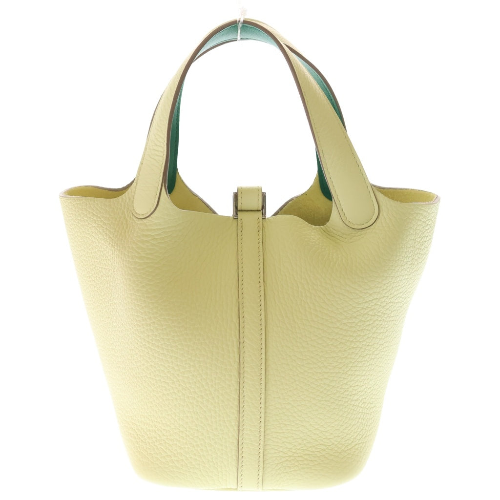 HERMES(エルメス) ピコタンロック PM エクラ ジョーヌミルトン×ミント トリヨンクレマンス シルバー金具 ハンドバッグ W刻印 レディース