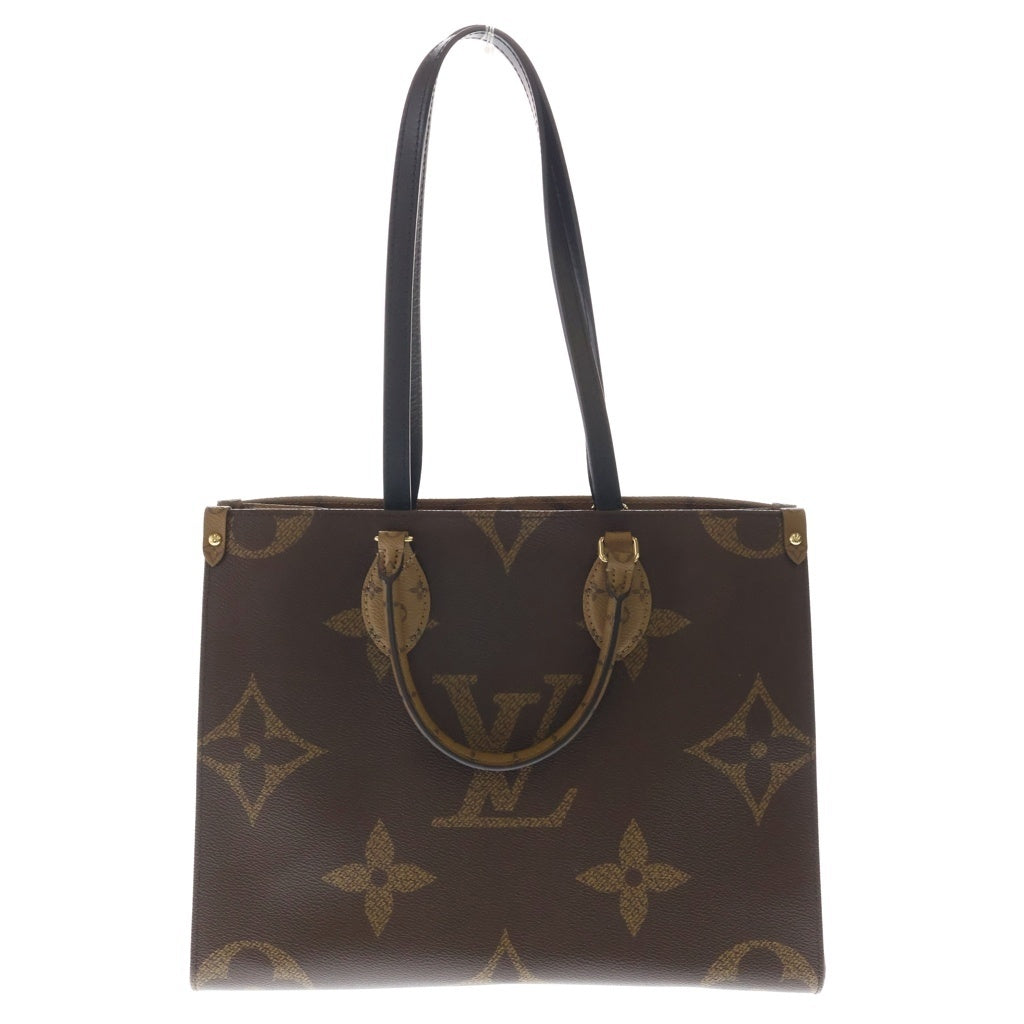 LOUIS VUITTON(ルイヴィトン) モノグラム・ジャイアント オンザゴーMM ハンドバッグ ブラウン レザー×PVC M45321 ゴールド金具 レディース