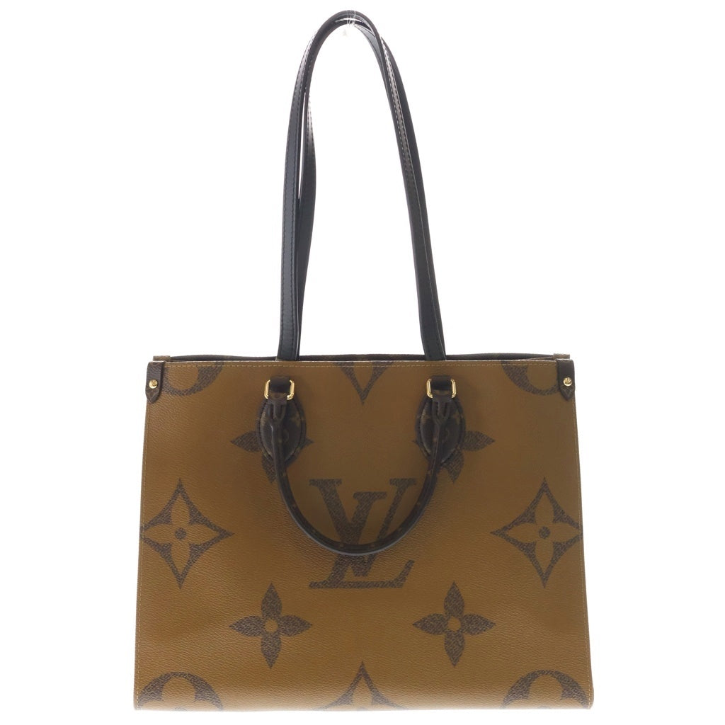 LOUIS VUITTON(ルイヴィトン) モノグラム・ジャイアント オンザゴーMM ハンドバッグ ブラウン レザー×PVC M45321 ゴールド金具 レディース