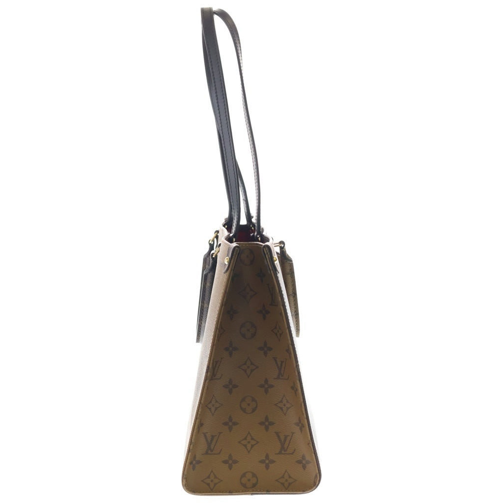 LOUIS VUITTON(ルイヴィトン) モノグラム・ジャイアント オンザゴーMM ハンドバッグ ブラウン レザー×PVC M45321 ゴールド金具 レディース